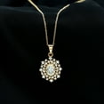 thumbnail image 3 of Rosec Jewels Oval Shape Moissanite Bridal Pendant Necklace with Halo (D-VS1 Quality), 10K Yellow Gold, 3 of 8