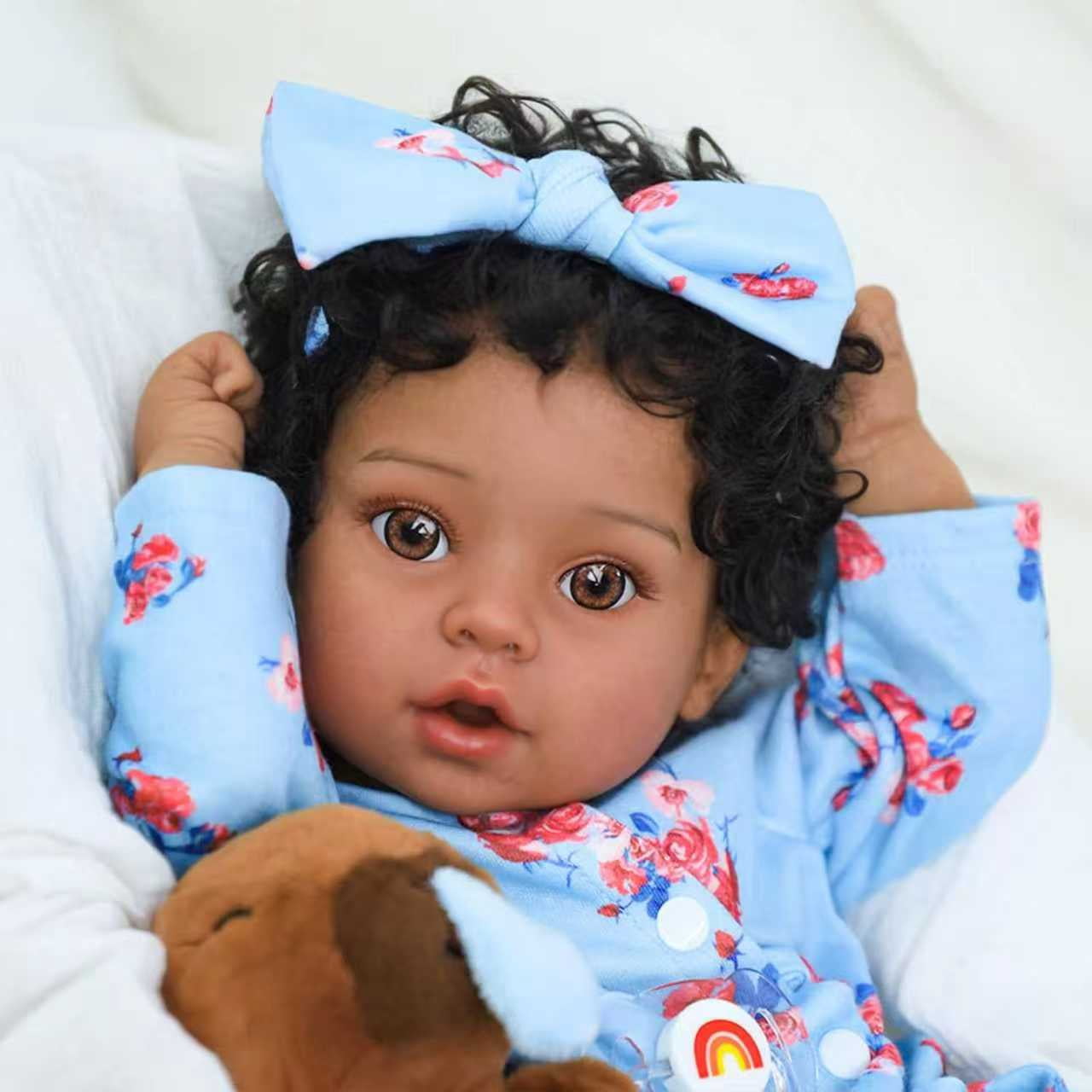 Dayoff kids 18 Inch Reborn Baby Doll,African American Newborn With Clothes For Kids Age 3+(No Accessories)