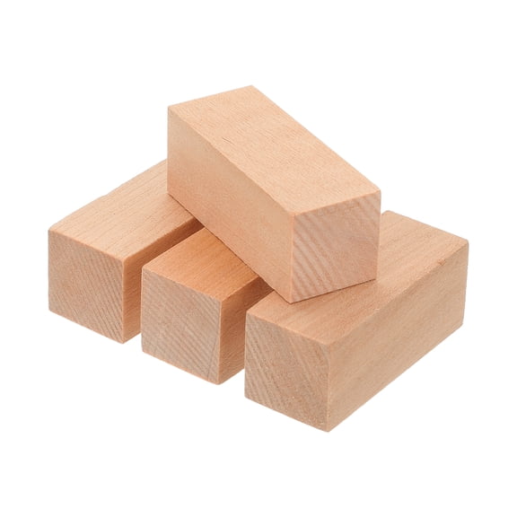 Uxcell 4Pcs Basswood Carving Block 0.8"x0.8"x2" Square Wooden Dowels Blocks Wood Pieces for DIY Arts Decoration