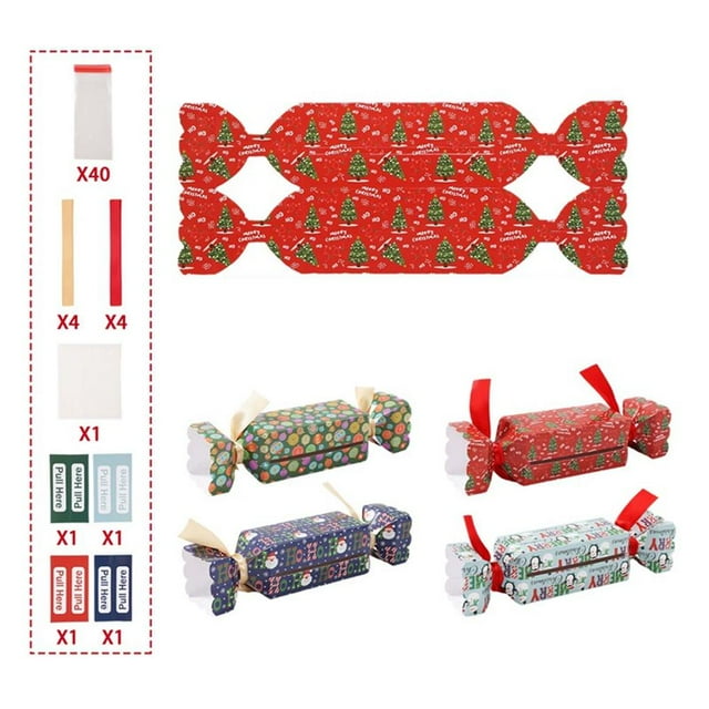 Christmas Surprising Money Pull Box Xmas Candy Shaped Cash Pull Box With 40 Roll Bags For Kids