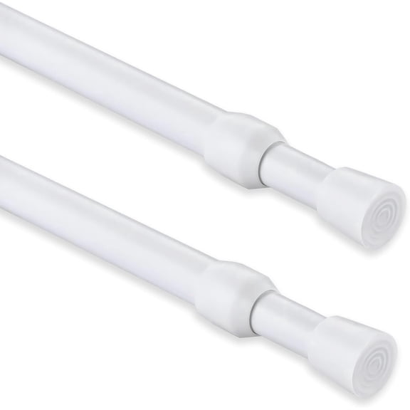 2 Pack Tension Curtain Rod for Windows 16 to 28 inch, Adjustable Expandable Pressure Spring Curtain Rod,Heavy Duty Tension Curtain Rod No Drilling Curtain Rod for Bedroom Doorway Closet Door,White