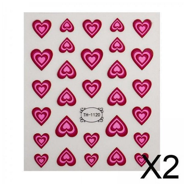 Pegatinas para decoración de uñas,Pegatinas para uñas acrílicas con motivo del día de San Valentín,Calcomanías Corazón Accesorios para uñas Decoración Corazón Amor,Suministros de
