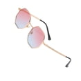 thumbnail image 1 of Gafas de sol cuadradas retro Qarigey UV400 metal hexagonales vintage Lentes rosa, 1 of 6
