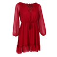 thumbnail image 1 of Vestido de Gasa Hugo Bohemio de Verano con Hombros Descubiertos Vino Rojo, 1 of 10