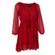 thumbnail image 1 of Sólido Para Mujer Bohemio Con Hombros Descubiertos Y Manga Larga Con Cuello En V Túnica Mini De Playa M-2XL Vino rojo Yinane Vestido de gasa de Boho, 1 of 8