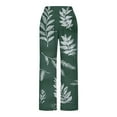 thumbnail image 2 of Tnhcen Women's Linen-Like Floral Print Straight Leg Pants Elastic Waist Casual Trousers Pre-Shrunk Washed Crease Comfort S-2XL Multiple Colors Available, 2 of 5