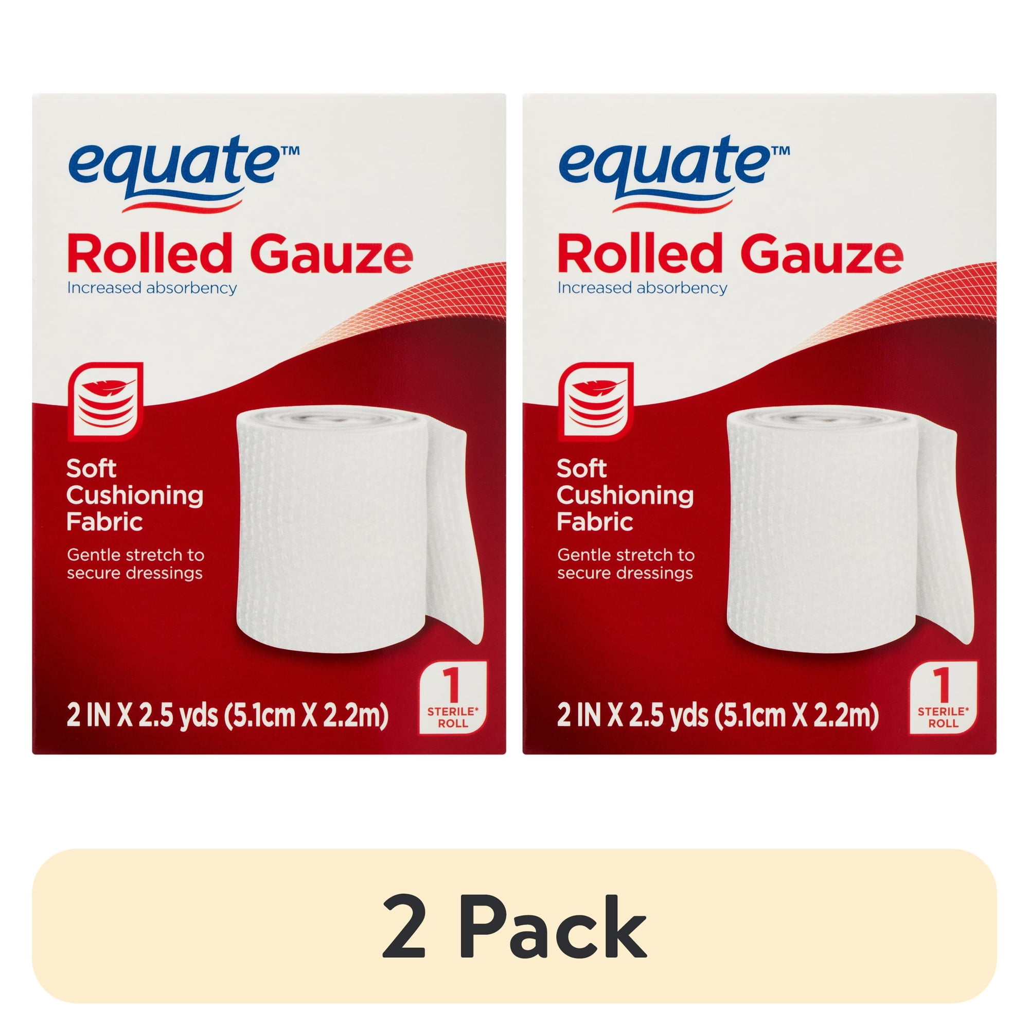 (2 pack) Equate Rolled Gauze, 2 in x 2.5 yds