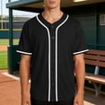 thumbnail image 7 of Mens Baseball Jersey Short Sleeve Button Down Shirts Printable Team Uniform Solid Color Summer Casual Lightweight Breathable Quick Dry Athleisure for Game Day Fans Streetwear, 7 of 7
