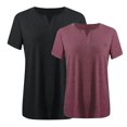 thumbnail image 3 of Fashion Olyvenn Womens 2 Pack Plus Size Tops Loose V Neck T Shirts Casual Short Sleeve Summer Tops Trendy Oversized Tshirts with Pocket Wine XXXL, 3 of 3