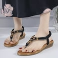 thumbnail image 2 of Dsscvnef Women's Summer Sandals Fashion Comfortable Flip Flop on Shoes Lightweight Elastic Band Pattern Design, 2 of 9