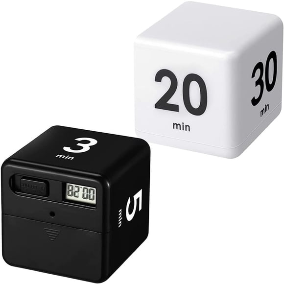 2-pack digital cube timers with gravity sensor and switch for time management and countdown 1-3-5-10, 15-20-30-60 minutes