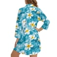 thumbnail image 2 of Xoenoiee Starfish Plumeria Flower Print Button Down Swimsuit Coverup for Women Long Sleeve Bathing Suit Cover Up Oversized Shirt Lapel Collar Blouse Summer Top, L, 2 of 7