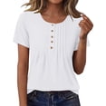thumbnail image 2 of Roncen Short Sleeve Shirts for Women Pleated Crewneck Cute Blouses Dressy Casual Elegant Tops Loose peasant Summer T-Shirts, 2 of 8