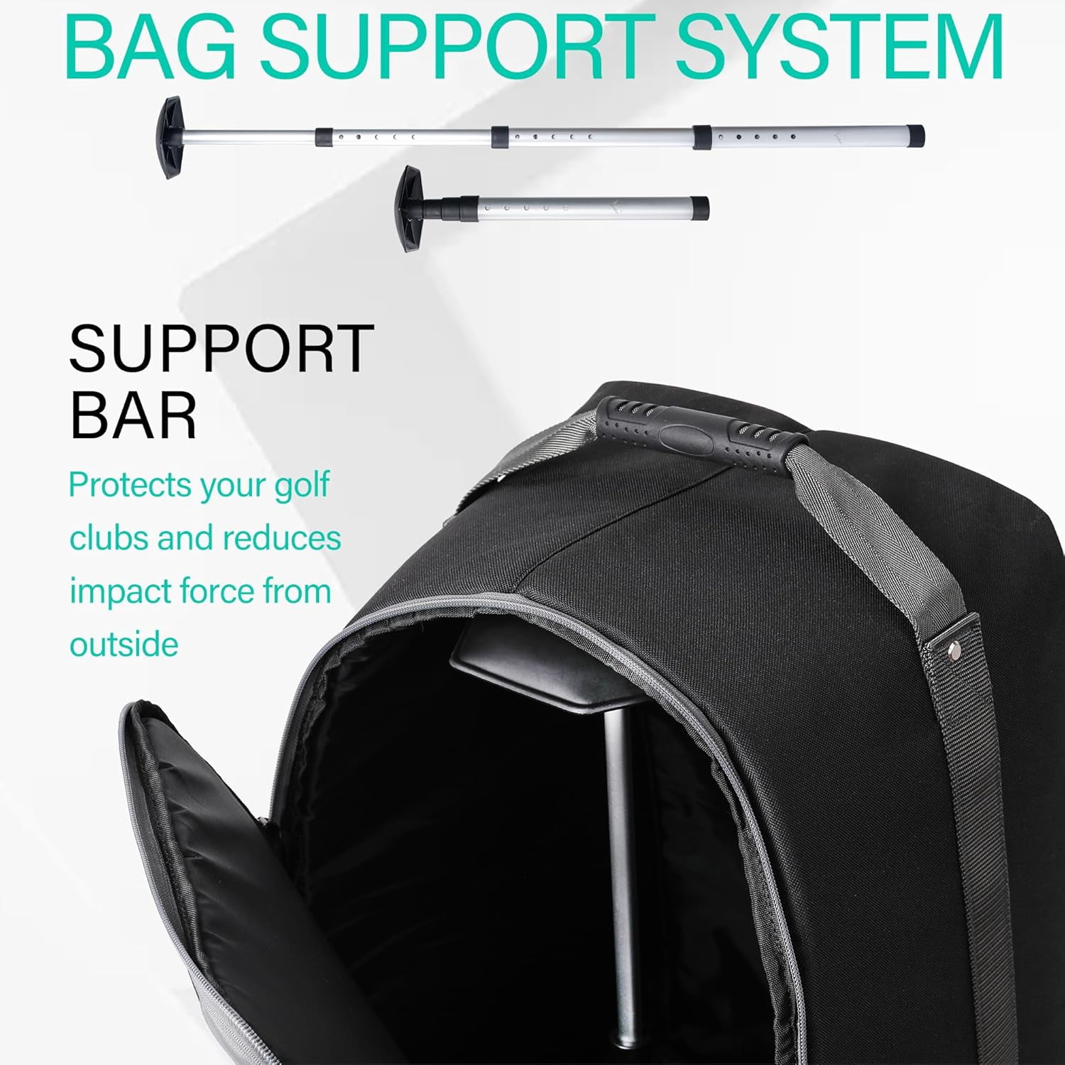 Golf Travel Bag with Adjustable Support Rod, 900D Heavy Duty Oxford Fabric Case for Airlines with Wheels