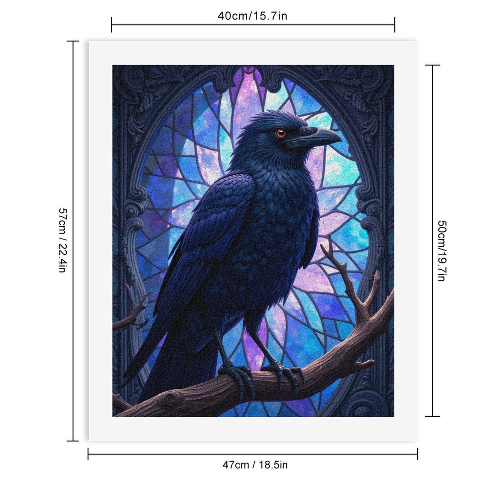 Paint By Numbers Kit for Adults Beginner - DIY Raven Stained Glass Art Deco Canvas Painting Kits for Adults, Frameless Paint By Number for Adults for Home Wall Decor 16x20 Inch