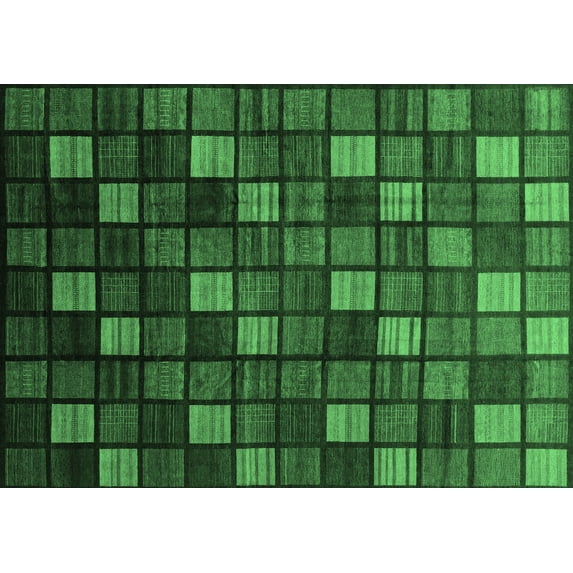 Ahgly Company Indoor Rectangle Oriental Emerald Green Modern Area Rugs, 8' x 12'