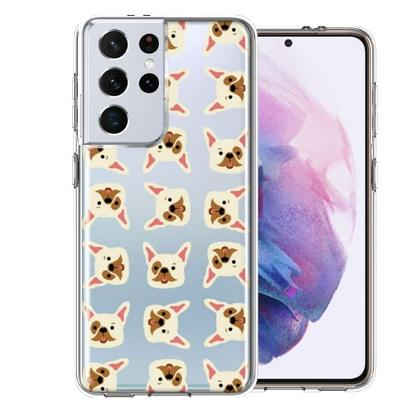 MUNDAZE For Samsung Galaxy S21 Ultra Frenchie Bulldog Polkadots Design Double Layer Phone Case Cover