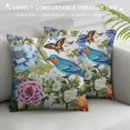 thumbnail image 3 of COMIO Decorative Throw Pillow Cover Cushion Case Watercolor Floral Vintage Pattern Flowers Birds Butterflies Peony Primrose Blue Hyacinth On Nature Pillow Cover for Sofa Bedroom, 3 of 5