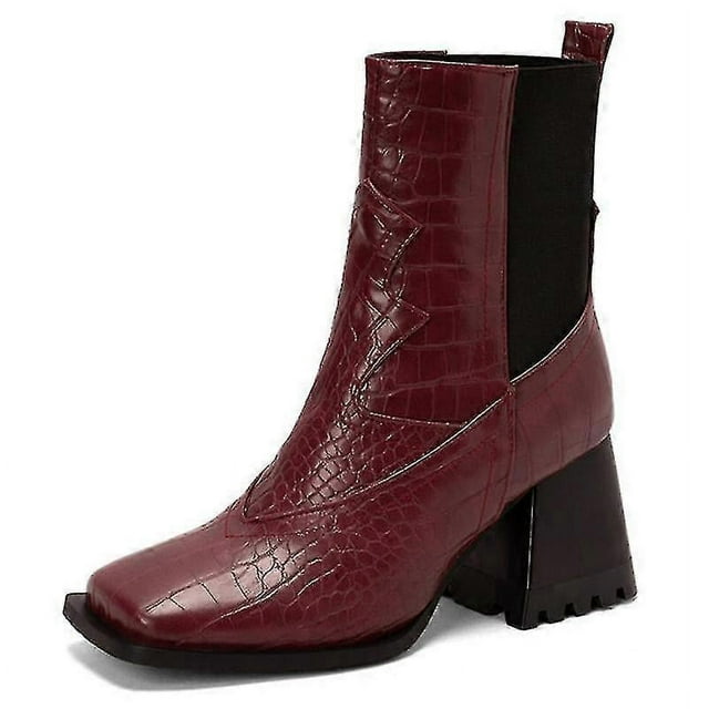 Bottes à Talons Épais Imprimé Animal pour Femmes - Chaussures à la Mode et Décontractées