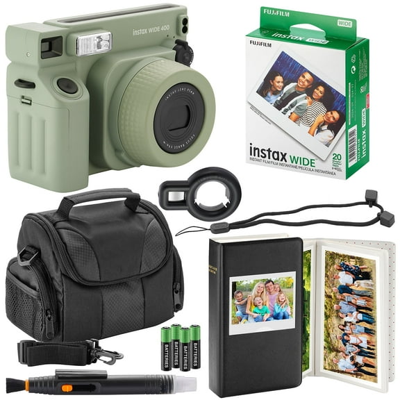 Fujifilm Instax Wide 400 Instant Camera Camera Case 4 AA Batteries Photo Album, Cleaning Pen 20 Photo Prints