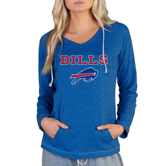 Women's Concepts Sport Royal Buffalo Bills Mainstream Hooded Long Sleeve V-Neck Top