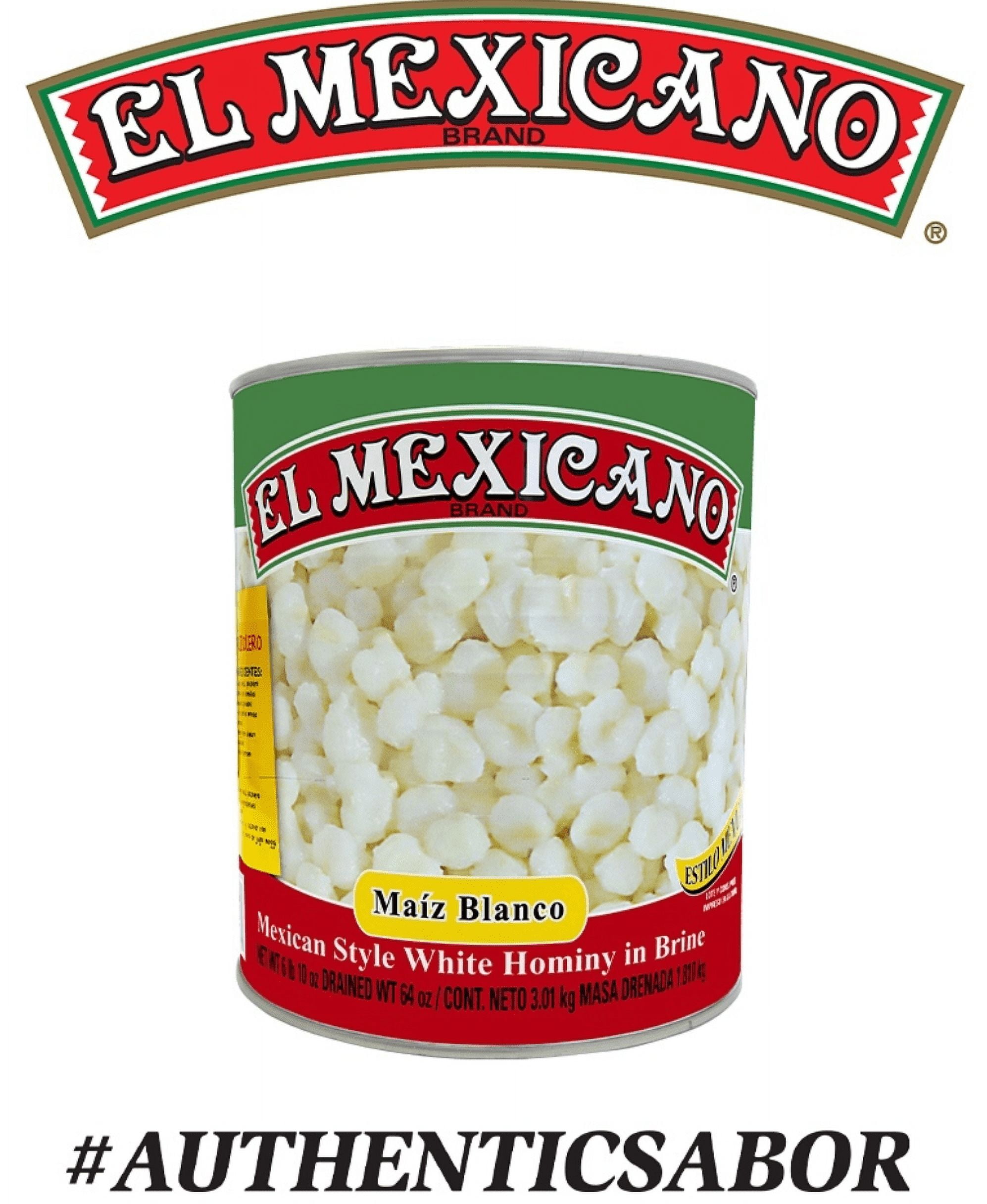 (3 pack) El Mexicano Maiz Blanco, Mexican Style White Hominy, 6 lb Can