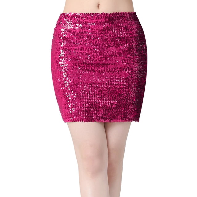 Gibobby faldas aesthetic Falda de lentejuelas a la cadera para mujer Falda corta de fiesta de fiesta de espectáculo de escenario Falda corta de fiesta de festival(Rosa, Talla única)