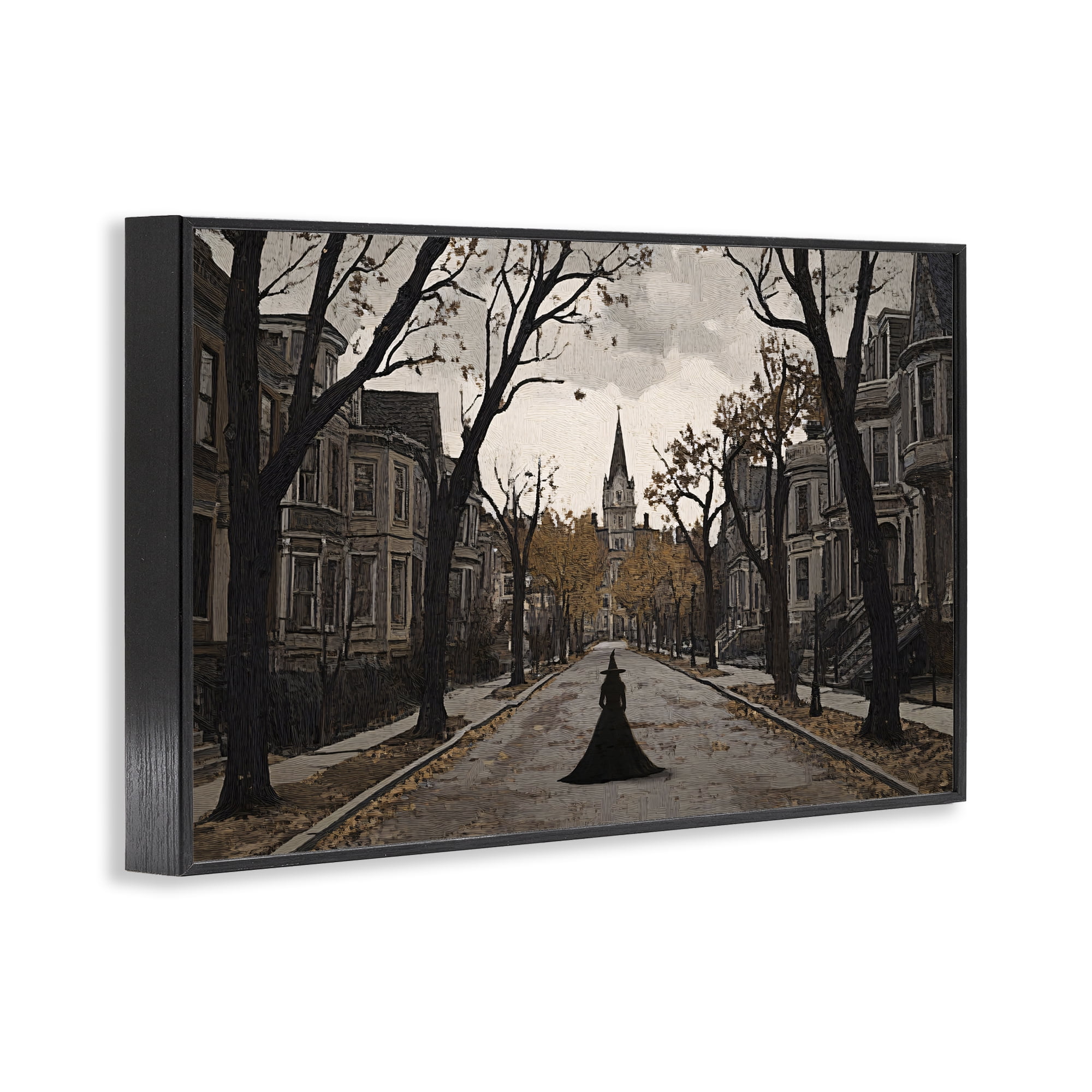Stupell Industries Witch Strolling Town Streets Black Framed Giclee Art, design by Jacky Ngan