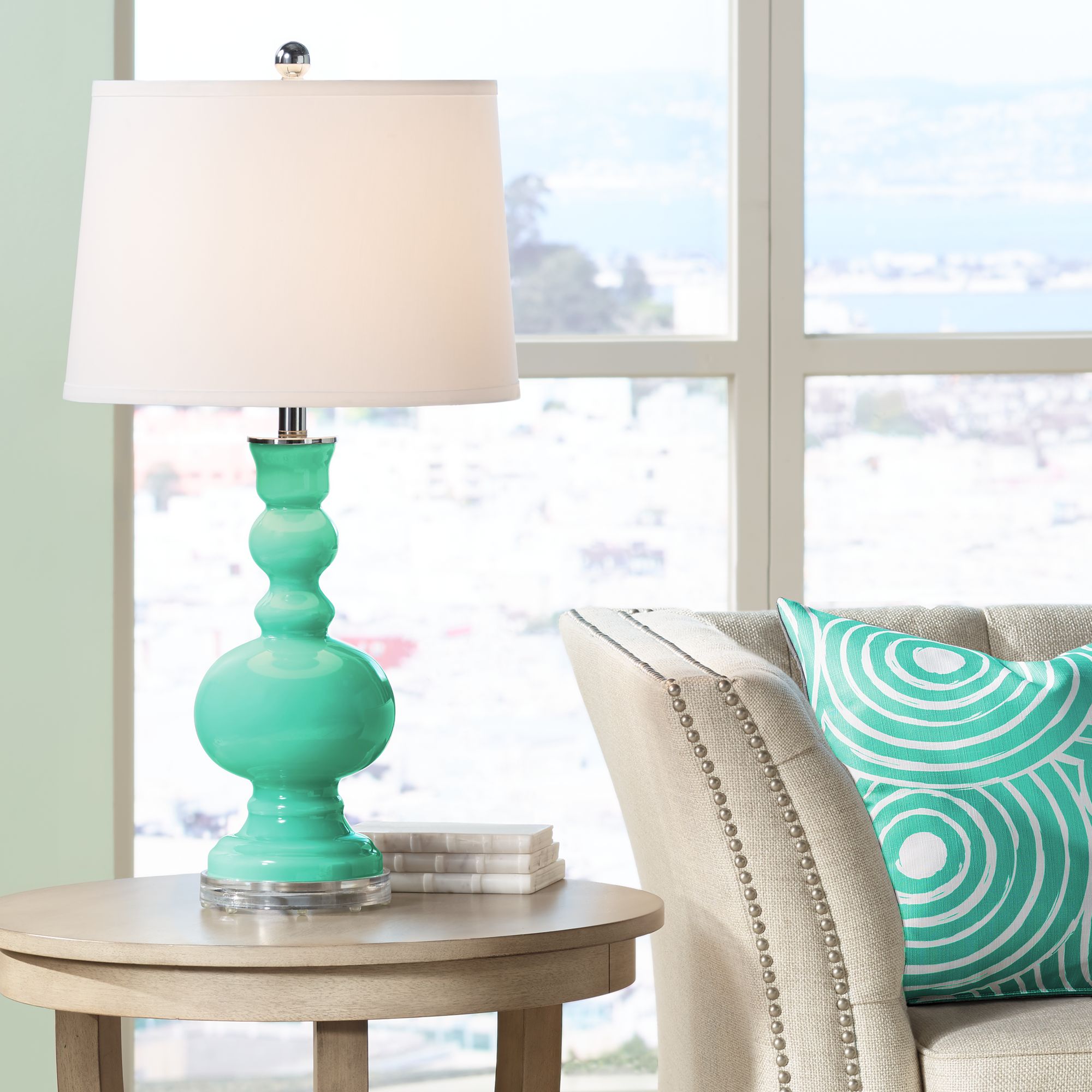 turquoise bedside table lamp