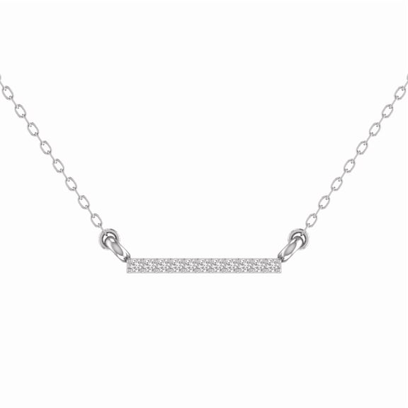 Moissanite Bar Pendant Necklace for Women, 14K White Gold Plated, Minimalist Dainty Jewelry Gift