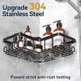 thumbnail image 4 of 3-Pack Corner Adhesive Shower Caddy, with Soap Holder and 12 Hooks, Rustproof Stainless Steel Bathroom Organizer, 4 of 12