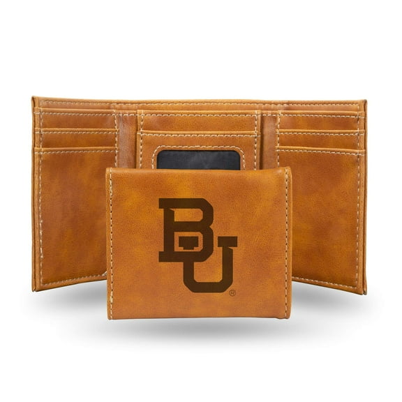 Baylor Bears Brown Laser Engraved Tri-Fold Wallet - Men's Accessory