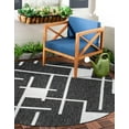 thumbnail image 3 of Unique Loom Outdoor Modern Collection Area Rug - Checker (12' Round Black and White), 3 of 8