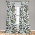 thumbnail image 4 of Ambesonne Tropical Curtains, Lily Wild Flowers Pattern, Pair of 28"x63", Dark Indigo Fawn Khaki, 4 of 5