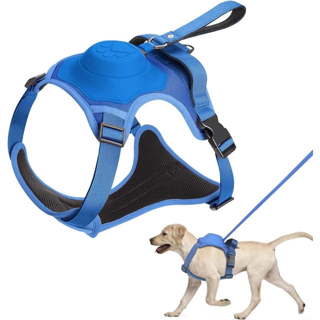 ATUBAN Dog Harness&Retractable Dog Leash All in One,Retractable Hands Free Leashes,Auto-Lock&No-Pull Control,Pet Harness Leash ShopWise Round