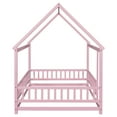 thumbnail image 5 of Miniyam Full Size Toddler Bed , Wood Floor House Bed with Rail for Kids, Pink, 5 of 7