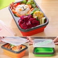thumbnail image 3 of Ludlz 1 Set 600/700ml Lunch Box Foldable Microwaveable Silicone School Students Portable Food Container with Spoon for Office, 3 of 8