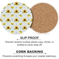 thumbnail image 5 of GZHJMY 4Pcs Round Sunflower and Leaf Hearts Ceramic Coasters with Cork-Backed for Coffee Drink, Cup Mat Absorbent Stone Coasters, 5 of 5