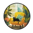 thumbnail image 2 of 36.2 Inch Round Floor Mat Black Cat Lounging Carpet Decor Rug for Living Room Bedroom, 2 of 6