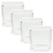 Clear Glass Tealight Candle Holder for Decor Use Durable and Practical 4 Pieces Square