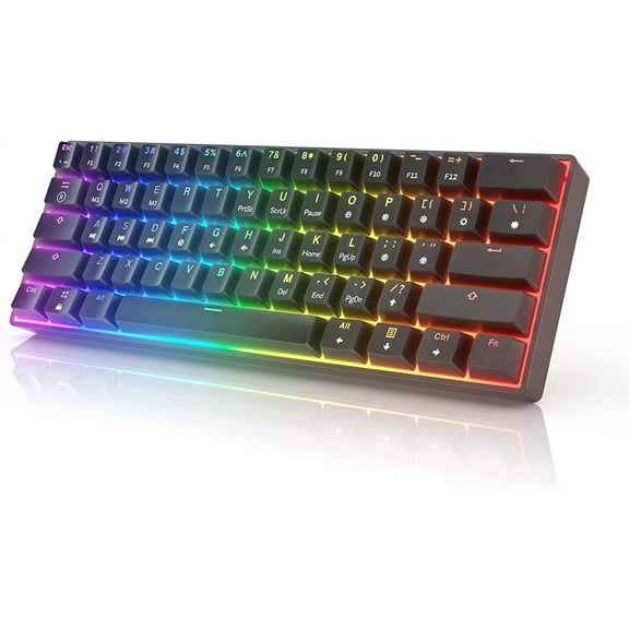 HK GAMING GK61 Mechanical Gaming Keyboard | 61 Keys RGB  Backlit for PC/Mac ( Black, Gateron Optical Silver)