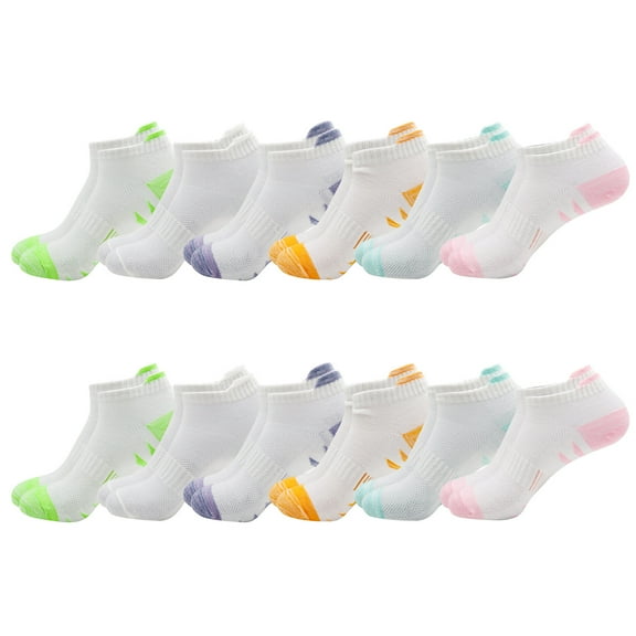 VEGCOO 12 Pairs Sport Socks for Men & Women - Comfort Fit Athletic Socks with Cushioning, US Shoe Size 4-12