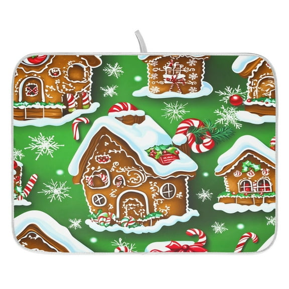 Christmas Theme Design Dish Drying Mat for Kitchen, Quick Drying Absorbent Soft Durable 16" x 18"