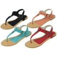 thumbnail image 3 of Starbay Women's Flower Pin T-Strap Flats Sandals, 3 of 3