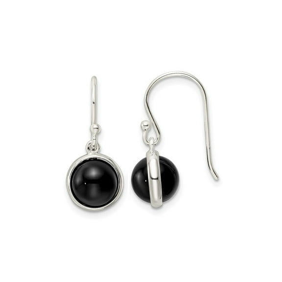 Gem & Harmony Black Onyx Dangle Ball Earrings in Sterling Silver for Women