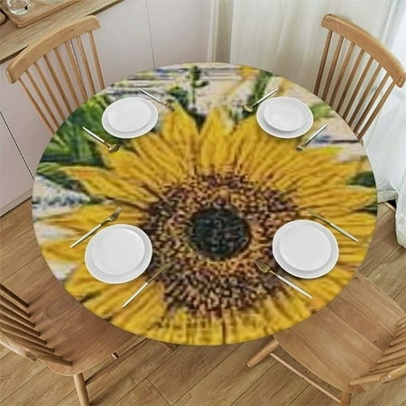 

Patifu Sunflower Butterfly Ladybug Round Tablecloth Stain-Resistant Washable 100% Polyester for Indoor Outdoor Restaurants Weddings Parties Picnic Dining Kitchen Farmhouse Table Cloth 46 -50