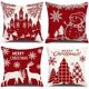 thumbnail image 1 of Juego de 4 fundas de almohada navideñas, funda de cojín decorativa de lino y algodón para sofá, regalo navideño para el hogar, 45 x 45 cm, 1 of 4
