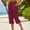 ☁340-Wine, variant on Xuyuer Womens Casual Capri Pants Elastic Waist Solid Color 3/4 Wide Leg Summer Trousers with Pockets