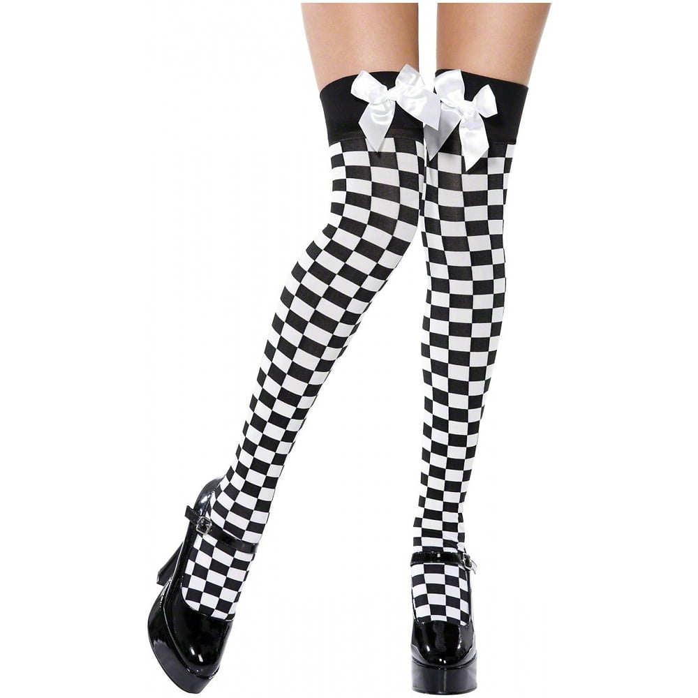 Black and White Stockings with Bows Adult Costume Accessory