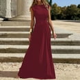 thumbnail image 2 of OSOLU Women Solid Color O-Neck Long Sleeve Patchwork Long Skirt Fashionable Comfortable Lovely Skirts, 2 of 5
